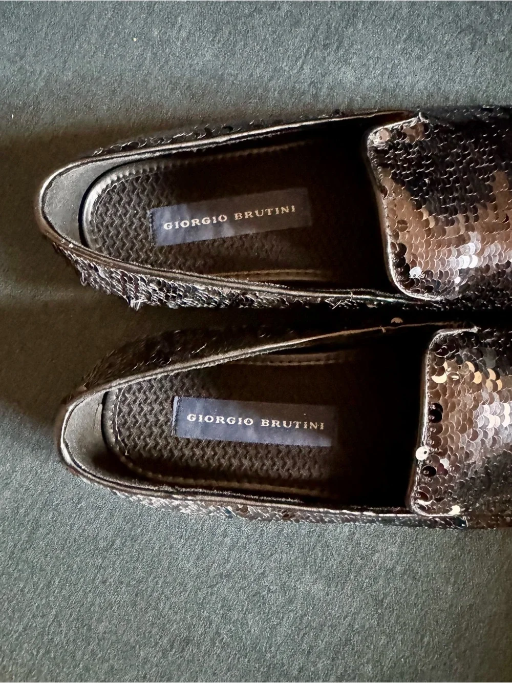 Giorgio Brutini Black Sequined Slip-On Loafers